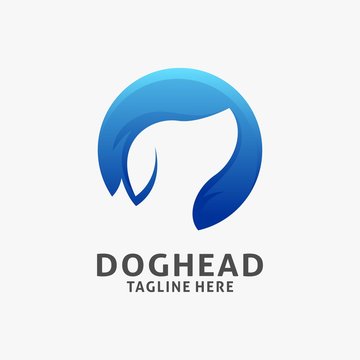 Dog head logo design in circle shape