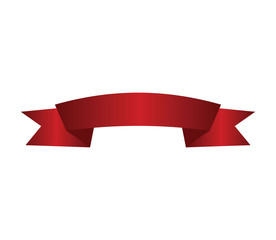 Red ribbon banner on white background vector image