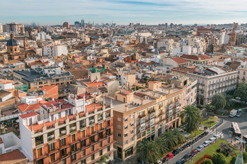Fototapeta na wymiar Cityscape of Valencia, Spain, view from the bell tower.