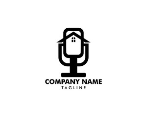 Podcast Home Icon Logo Design Element