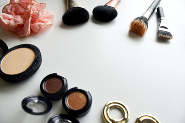 cosmetics on white background