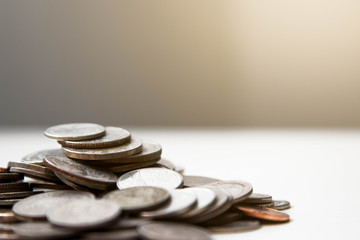 A pile of coins in a business event