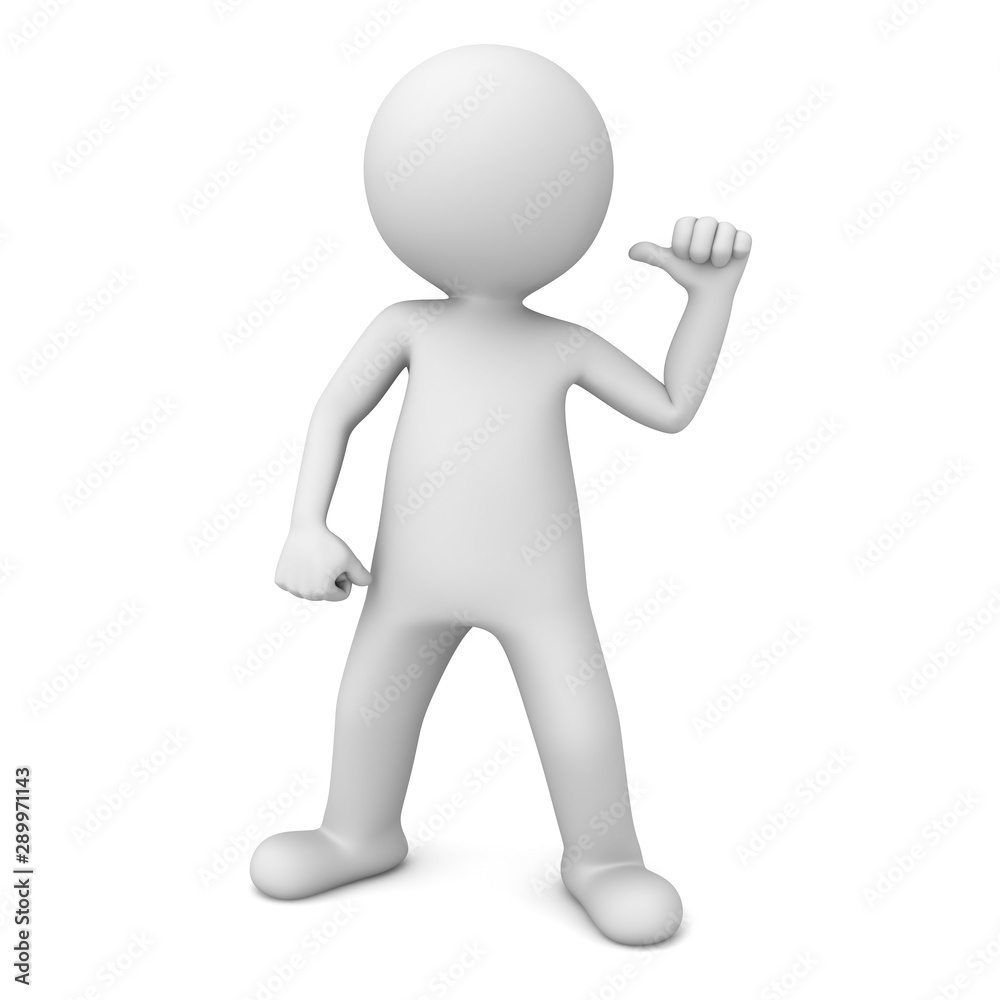 Aufkleber Confident 3d man standing isolated over white background 3D rendering