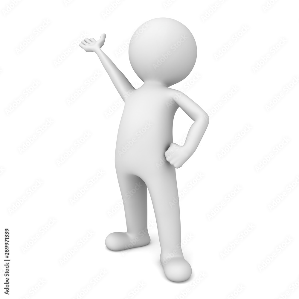 Aufkleber business presenter 3d man presenting your product isolated on white background 3d rendering