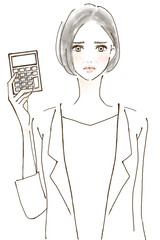 年末調整　源泉徴収　税金の処理をする女性　年金問題　仕事　アクティブシニア