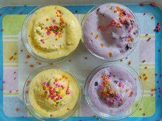 homemade ice creams with colorful sprinklers