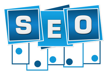 SEO - Search Engine Optimization Blue Squares Stripes Dots Bottom 