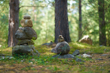 stone towers in the forest