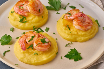 Shrimp & Polenta - fodmap dash diet gluten free dish, side view