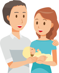 Young couple and newborn baby