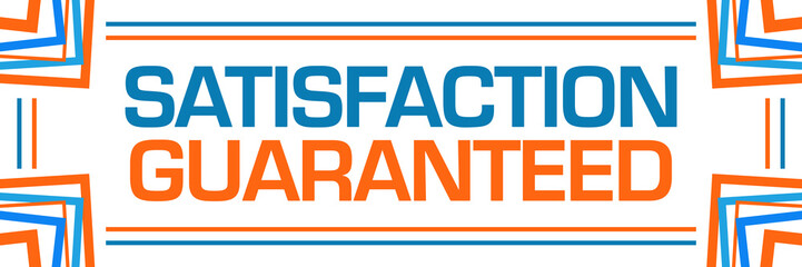 Satisfaction Guaranteed Blue Orange Random Borders Horizontal 