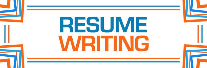 Resume Writing Blue Orange Random Borders Horizontal 
