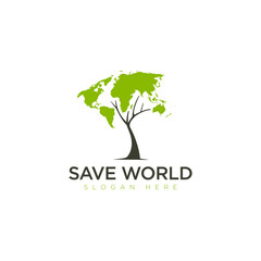 Logo save world with Earth as leaf