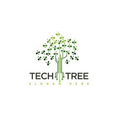tech tree logo concept, eco technology logo vector