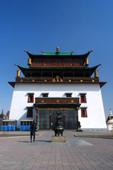 Naklejka premium Side view of the main building in Gandantegchinlen Monastery ( Gandan ), 