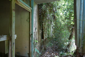 日本の岡山県久米南町の美しい廃墟