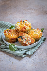 Delicious egg muffins with sweet potato, spinach and onion