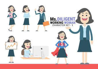 Ms.Diligent. The Working woman Character set - 1