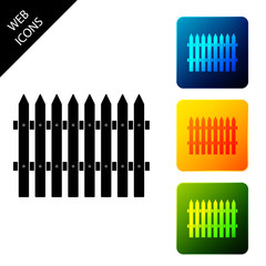 Fence wooden icon isolated on white background. Garden fence sign. Set icons colorful square buttons. Vector Illustration
