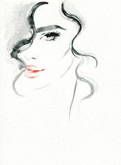 beautiful woman. fashion illustration. contemporary watercolor painting