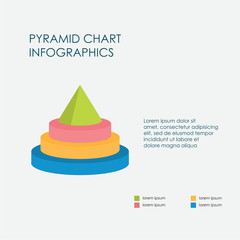 Pyramid Chart 3D Infographics Elements Vector Set, Flat Design, Full Color, Template
