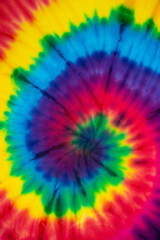 Tie dye rainbow spiral abstract pattern background . hippie and reggae style .