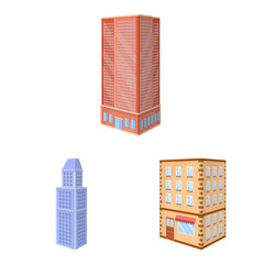 Vector illustration of city and build icon. Collection of city and apartment stock vector illustration.