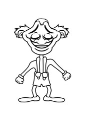 comic latzhose clown müde schlafen lustig gesicht grinsen komisch kopf augen nase mund cartoon design clipart grinsen lachen