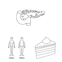 Vector illustration of mellitus and diabetes icon. Set of mellitus and diet vector icon for stock.