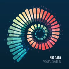 Gordijnen Big data visualization. Abstract background with spiral array and binary code. Connection structure. Data array visual concept. Big data connection complex. © arthead