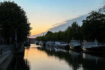 Marina Coupure in Bruges, city center. 