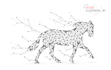 Abstract polygonal horse. Line art design. Vector.