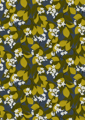 lemon village seamless vector pattern
