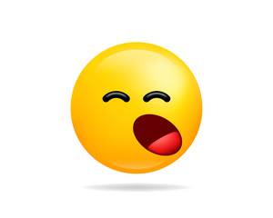 Emoji smile icon vector symbol. Sleep Smiley face yellow cartoon character.