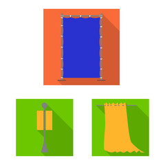 Isolated object of fabric and white sign. Set of fabric and presentation stock symbol for web.