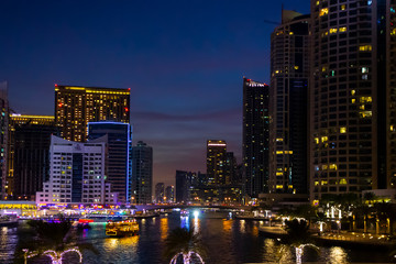 Fototapeta na wymiar Evening high-rise area of Dubai
