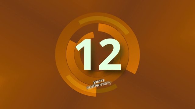 12 Years Anniversary Digital Tech Circle Gold Background 