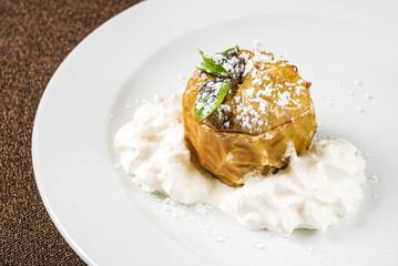 roasted apple with whipped cream
