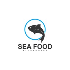Obraz premium fish logo template, design concept vector, sea food