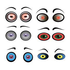 Set of cartoon eyes on a white background. Vector illustration