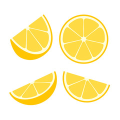Set of a slice of lemon on a white background. Vector illustration