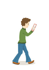 cute boy growing up looking at mobile device screen - growing a bad posture