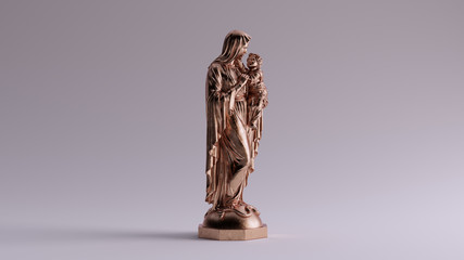 Bronze Mary an Child Statue Right 3d illustration 3d render