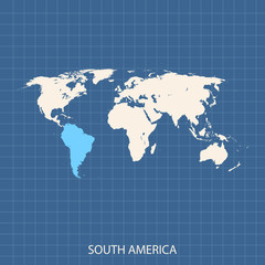 Fototapeta na wymiar map of South America