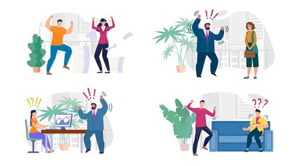 Aggressive People Coworkers, Boss and Employee Set
