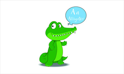 Obraz premium alligator cartoon with A alphabet 01