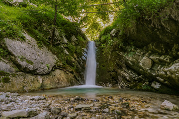 Waterfall in the wild forest