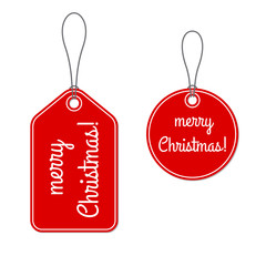 Xmas gift tag with Merry Christmas text. Vector illustration.