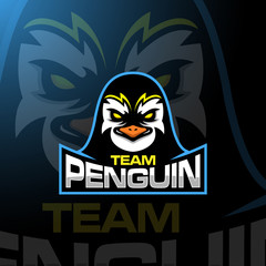 Fototapeta premium Penguin head gaming logo esport