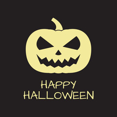 Halloween pumpkin icon with Happy Halloween text for party banner or card. Vector illustration. Печать